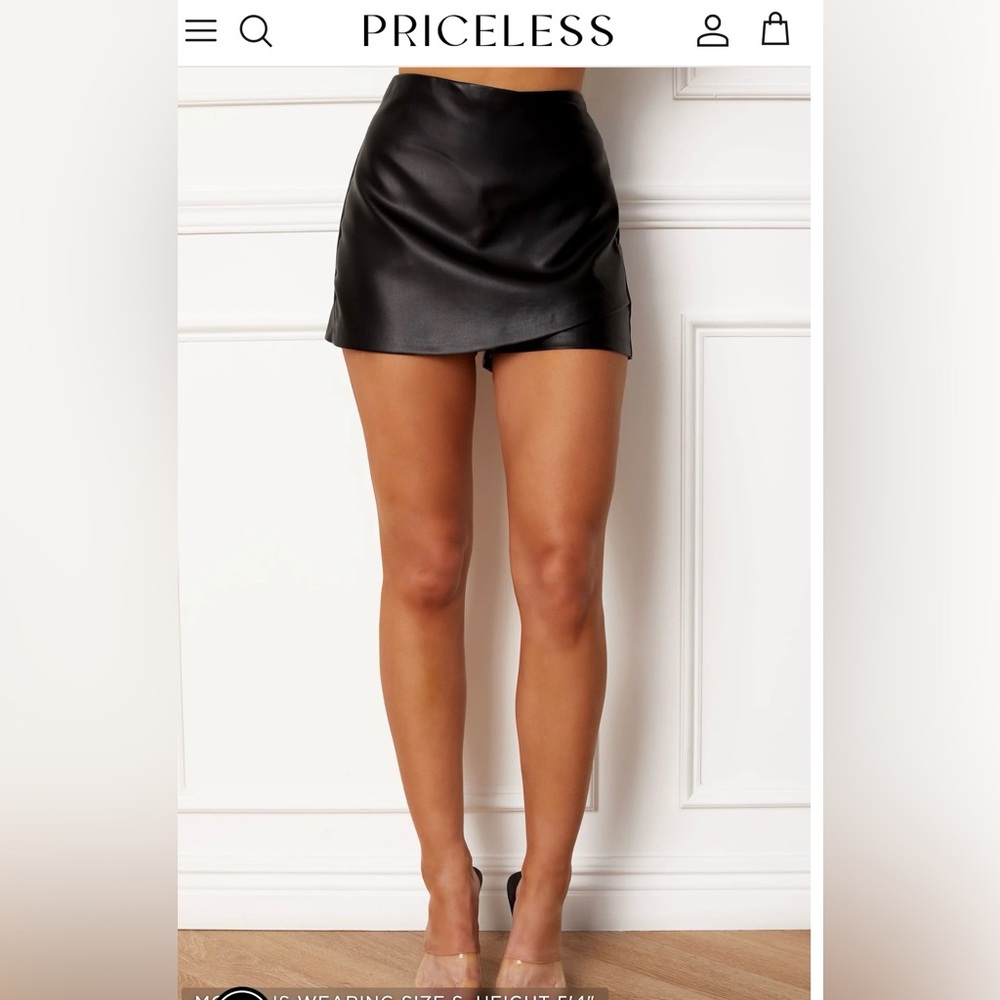 NWT Black Pleather Priceless Skort